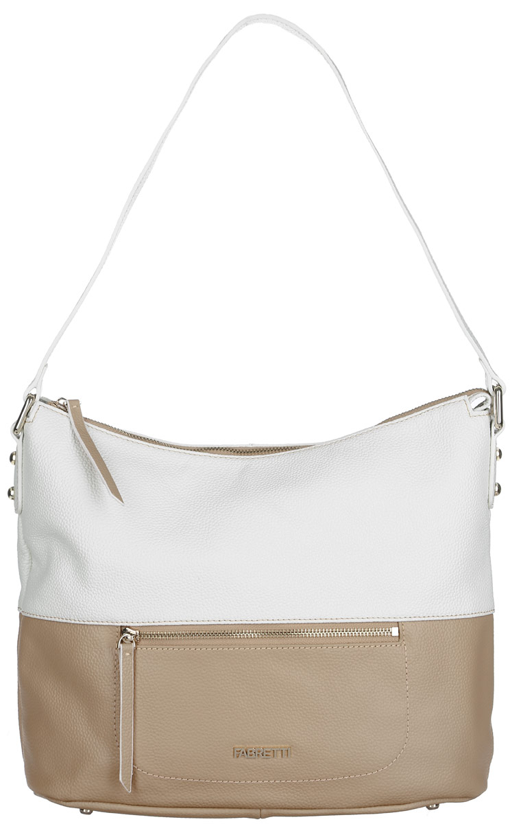 Сумка женская Fabretti, цвет: белый, бежевый. N2535N2535-beige Сумка женская Fabretti, цвет: белый, бежевый. N2535N2535-beigeСтильная женская сумка Fabretti выполнена из натуральной кожи с фактурным тиснением. Изделие содержит одно вместительное отделение, которое закрывается на застежку-молнию. Внутри расположено два накладных кармашка для мелочей, карман-средник на застежке-молнии и два врезных кармана на молнии. Снаружи, на лицевой и на тыльной сторонах сумки расположен врезной карман на застежке-молнии. Сумка оснащена удобным плечевым ремнем. Дно сумки дополнено металлическими ножками. Оригинальный аксессуар позволит вам завершить образ и быть неотразимой.
