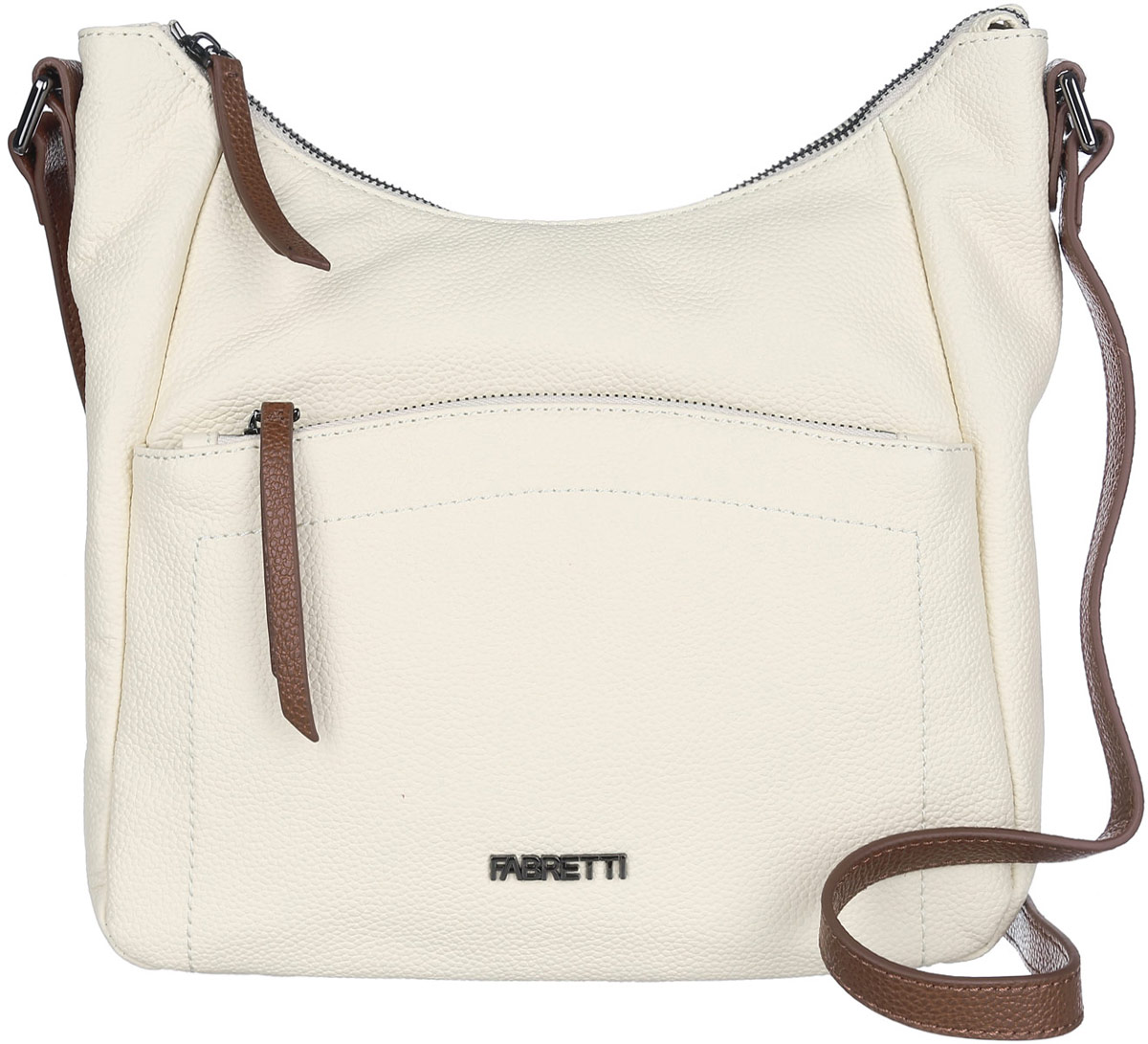 Сумка женская Fabretti, цвет: бежевый, коричневый. N2541N2541-beige Сумка женская Fabretti, цвет: бежевый, коричневый. N2541N2541-beigeСтильная женская сумка Fabretti выполнена из натуральной кожи с фактурным тиснением. Изделие содержит одно вместительное отделение, которое закрывается на застежку-молнию. Внутри расположено два накладных кармашка для мелочей, карман-средник на застежке-молнии и два врезных кармана на молнии. Снаружи, на лицевой стороне сумки расположен накладной карман на застежке-молнии, а на задней стороне расположен врезной карман на застежке-молнии. Сумка оснащена удобным плечевым ремнем, который можно регулировать по длине. Оригинальный аксессуар позволит вам завершить образ и быть неотразимой.