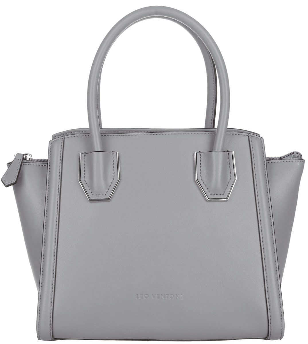 Сумка женская Leo Ventoni, цвет: серый. 2300440423004404-l.grey Сумка женская Leo Ventoni, цвет: серый. 2300440423004404-l.greyСтильная женская сумка Leo Ventoni выполнена из натуральной кожи. Изделие содержит одно вместительное отделение, которое закрывается на застежку-молнию. Внутри расположено два накладных кармашка для мелочей, карман-средник на застежке-молнии и врезной карман на молнии. Снаружи, на задней стороне сумки, расположен врезной карман на застежке-молнии. Сумка оснащена удобными ручками и съемным плечевым ремнем. Дно сумки оснащено металлическими ножками. Оригинальный аксессуар позволит вам завершить образ и быть неотразимой.