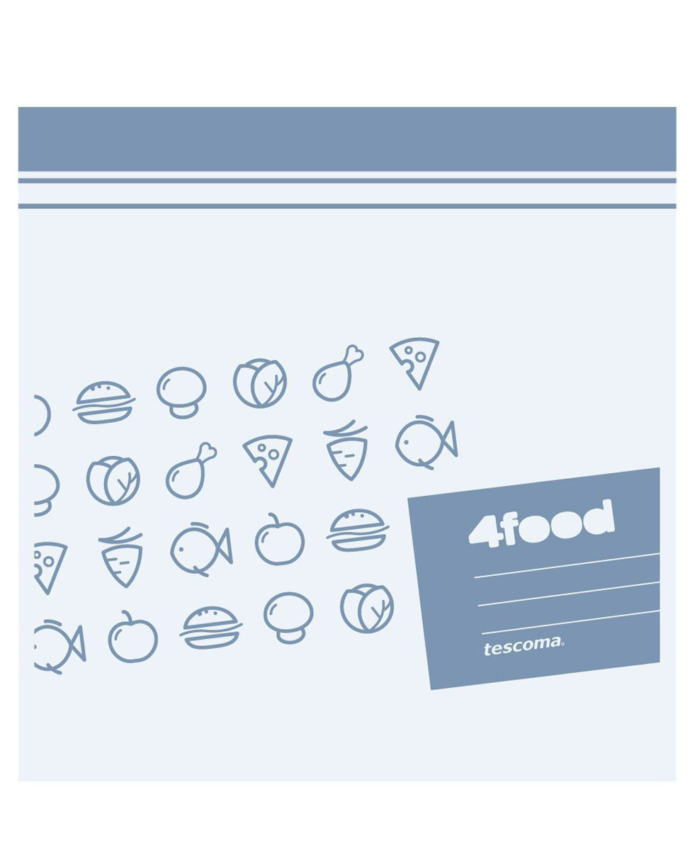 Пакеты для продуктов Tescoma 4Food, размер: 20 x 20 см, 20 шт897024 Пакеты для продуктов Tescoma 4Food, размер: 20 x 20 см, 20 шт897024Изготовлен из прочного пластика с двойным уплотнением. Предназначен для хранения пищевых продуктов. Подходит для холодильников и морозильных камер, а также для микроволновой печи. Помыть, вывернув наизнанку, тщательно просушить. Можно мыть в посудомоечной машине.