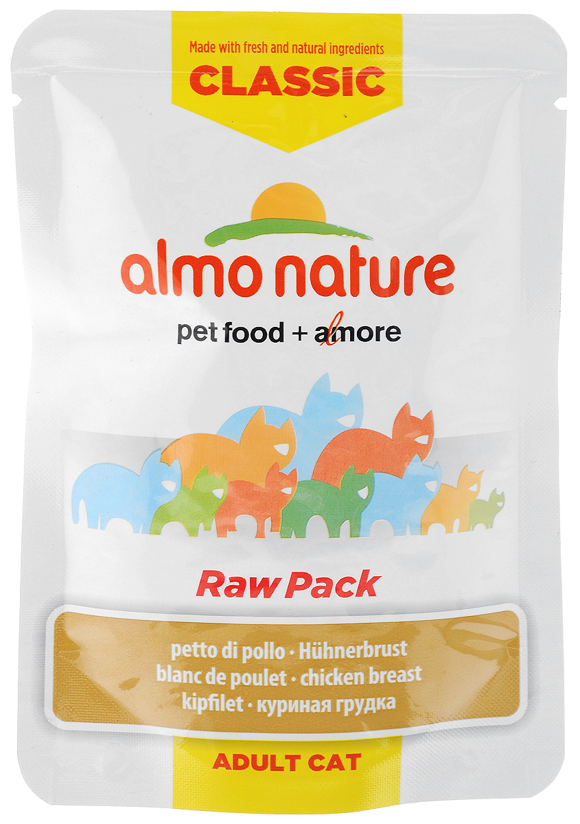 Консервы для взрослых кошек Almo Nature Classic Raw Pack, куриная грудка, 55 г23213_грудка Консервы для взрослых кошек Almo Nature Classic Raw Pack, куриная грудка, 55 г23213_грудкаКонсервы Almo Nature Classic Raw Pack - это корм, рекомендованный взрослым кошкам. Угощение изготавливается из свежих и натуральных ингредиентов, которые были упакованы сырыми, затем стерилизованы, чтобы сохранить питательные вещества и вкус. Ваш питомец будет в полном восторге. Не содержит сои, консервантов, ароматизаторов, искусственных красителей, усилителей вкуса. Товар сертифицирован.