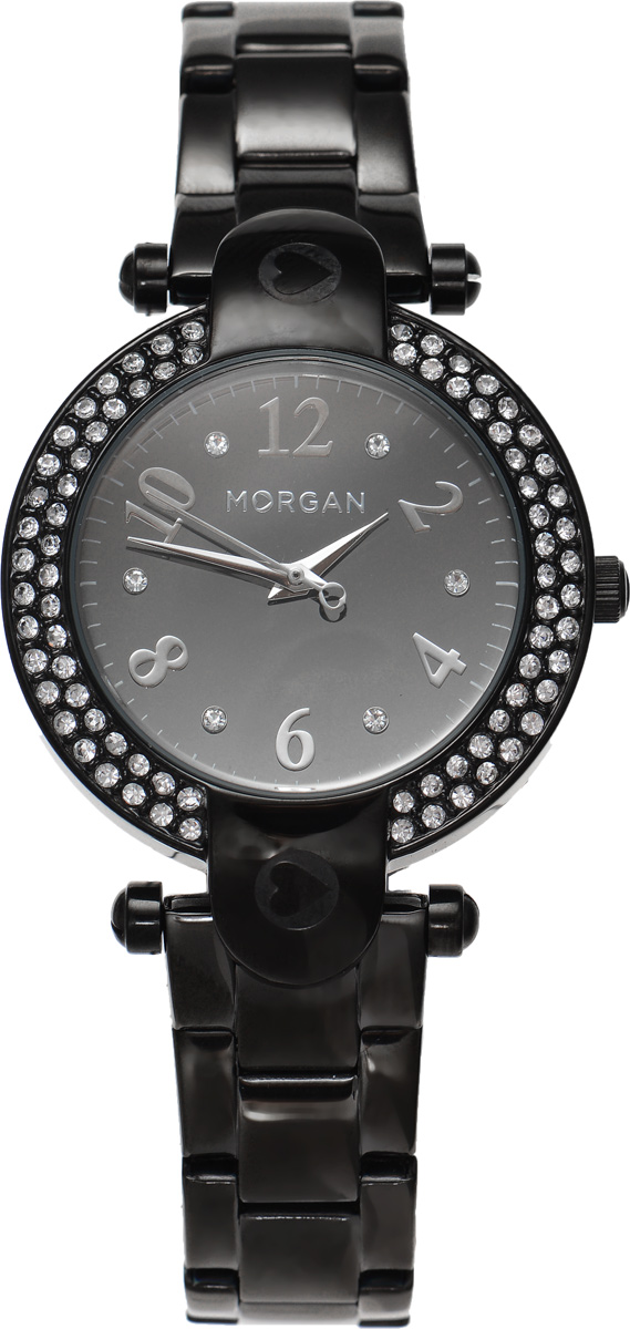 Часы наручные женские Morgan, цвет: черный. M1156BMM1156BM Часы наручные женские Morgan, цвет: черный. M1156BMM1156BMЭлегантные часы Morgan выполнены из стали с IP-покрытием, инкрустированы сияющими чешскими кристаллами и оформлены символикой бренда. Лаконичный корпус с зеркальным циферблатом надежно защищен устойчивым к царапинам минеральным стеклом, а также имеет степень влагозащиты 3 Bar. Часы оснащены кварцевым механизмом, дополнены изящным браслетом, который застегивается на замок-клипсу. Изделие поставляется в фирменной упаковке. Часы Morgan подчеркнут изящество женской руки и отменное чувство стиля у их обладательницы.