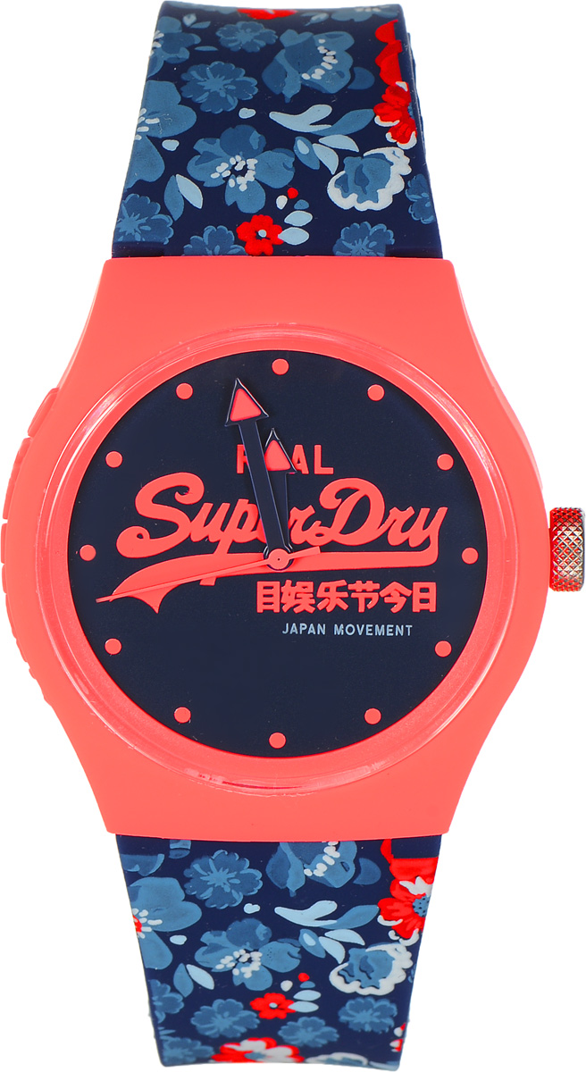 Часы наручные Superdry Urban, цвет: оранжевый темно-синий. SYL169UCOSYL169UCO Часы наручные Superdry Urban, цвет: оранжевый темно-синий. SYL169UCOSYL169UCOСтильные часы Superdry Urban выполнены из пластика и хезалитового стекла. Циферблат и корпус оформлены символикой бренда, на ремешке оригинальный цветочный принт. Корпус изделия оснащен кварцевым механизмом и дополнен устойчивым к царапинам хезалитовым стеклом. Ремешок современного дизайна выполнен из силикона и оснащен пряжкой, которая позволит с легкостью снимать и надевать изделие. Часы поставляются в фирменной упаковке. Часы Superdry Urban сочетают в себе американский винтаж, японскую эстетику и традиционный британский стиль, тем самым прекрасно дополнят образ.