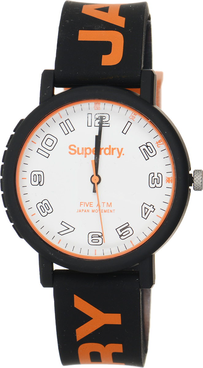 Часы наручные Superdry Urban, цвет: черный, оранжевый. SYG196OBSYG196OB Часы наручные Superdry Urban, цвет: черный, оранжевый. SYG196OBSYG196OBСтильные часы Superdry Urban выполнены из нержавеющей стали, пластика и хезалитового стекла. Циферблат оформлен символикой бренда. Корпус изделия имеет степень влагозащиты 5 Bar, оснащен кварцевым механизмом и дополнен устойчивым к царапинам хезалитовым стеклом. Ремешок современного дизайна выполнен из силикона и оснащен пряжкой, которая позволит с легкостью снимать и надевать изделие. Часы поставляются в фирменной упаковке. Часы Superdry Urban подчеркнут отменное чувство стиля у их обладателя.