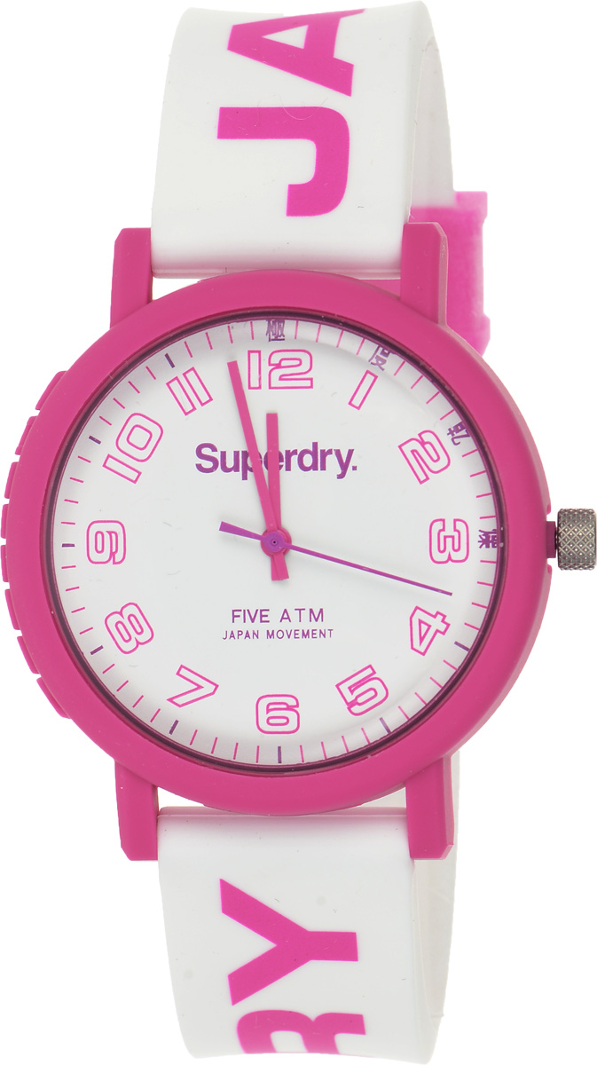 Часы наручные женские Superdry Urban, цвет: розовый, белый. SYL196PSYL196P Часы наручные женские Superdry Urban, цвет: розовый, белый. SYL196PSYL196PСтильные часы Superdry Urban выполнены из нержавеющей стали, пластика и хезалитового стекла. Циферблат оформлен символикой бренда. Корпус изделия имеет степень влагозащиты 5 Bar, оснащен кварцевым механизмом и дополнен устойчивым к царапинам хезалитовым стеклом. Ремешок современного дизайна выполнен из силикона и оснащен пряжкой, которая позволит с легкостью снимать и надевать изделие. Часы поставляются в фирменной упаковке. Часы Superdry Urban подчеркнут отменное чувство стиля у их обладательницы.