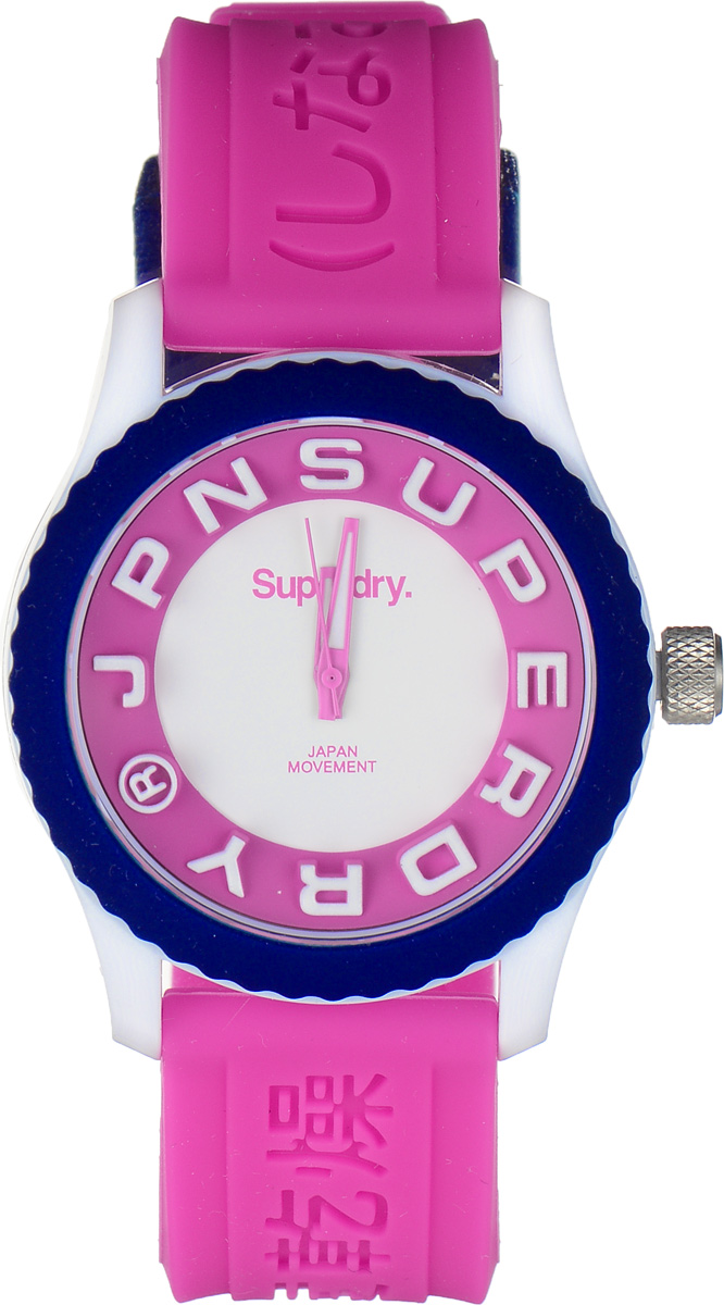 Часы наручные женские Superdry Urban, цвет: розовый, белый. SYL146PWSYL146PW Часы наручные женские Superdry Urban, цвет: розовый, белый. SYL146PWSYL146PWСтильные часы Superdry Urban выполнены из пластика и хезалитового стекла. Циферблат оформлен символикой бренда, на стрелки и отметки нанесен светящийся состав. Корпус изделия оснащен кварцевым механизмом и дополнен устойчивым к царапинам хезалитовым стеклом. Ремешок современного дизайна выполнен из силикона и оснащен пряжкой, которая позволит с легкостью снимать и надевать изделие. Часы поставляются в фирменной упаковке. Часы Superdry Urban сочетают в себе американский винтаж, японскую эстетику и традиционный британский стиль, тем самым прекрасно дополнят образ.