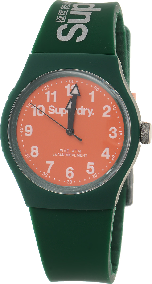 Часы наручные Superdry Urban, цвет: темно-зеленый. SYG164ONSYG164ON Часы наручные Superdry Urban, цвет: темно-зеленый. SYG164ONSYG164ONСтильные часы Superdry Urban выполнены из нержавеющей стали, пластика и хезалитового стекла. Циферблат оформлен символикой бренда. Корпус изделия имеет степень влагозащиты 5 Bar, оснащен кварцевым механизмом и дополнен устойчивым к царапинам хезалитовым стеклом. Ремешок современного дизайна выполнен из силикона и оснащен пряжкой, которая позволит с легкостью снимать и надевать изделие. Часы поставляются в фирменной упаковке. Часы Superdry Urban сочетают в себе американский винтаж, японскую эстетику и традиционный британский стиль, тем самым прекрасно дополнят образ.