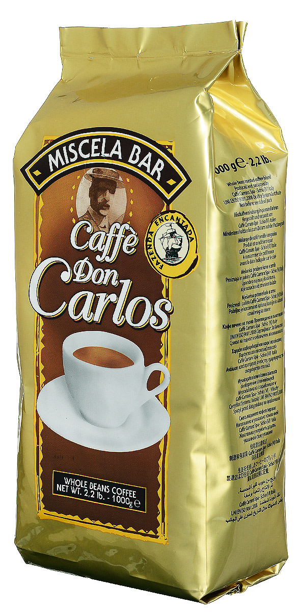 Carraro Don Carlos кофе в зернах, 1 кг8000604800060 Carraro Don Carlos кофе в зернах, 1 кг8000604800060Carraro Don Carlos - это настоящий традиционный крепкий итальянский кофе, насыщенная консистенция и аромат которого является результатом создания смеси из лучших зерен Арабики и Робусты из разных стран.