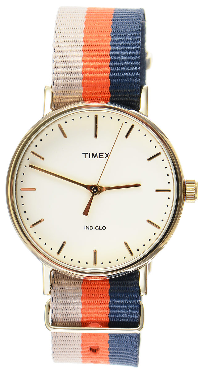 Часы наручные мужские Timex Weekender, цвет: бежевый, оранжевый, синий. TW2P91600TW2P91600 Часы наручные мужские Timex Weekender, цвет: бежевый, оранжевый, синий. TW2P91600TW2P91600Стильные мужские часы Timex Weekender - это модный и практичный аксессуар, который не только выгодно дополнит ваш образ, но и будет незаменим для каждого современного мужчины, ценящего свое время. Корпус с минеральным стеклом выполнен из латуни и оснащен задней крышкой из нержавеющей стали. Циферблат оснащен запатентованной электролюминесцентной подсветкой Indiglo и оформлен символикой бренда. Корпус изделия имеет степень влагозащиты 3 Bar, оснащен кварцевым механизмом и дополнен устойчивым к царапинам минеральным стеклом. Ремешок cо стильным принтом в полоску выполнен из нейлона и дополнен пряжкой, которая позволяет с легкостью снимать и надевать изделие. Часы поставляются в фирменной упаковке. Часы Timex подчеркнут ваш неповторимый стиль и дополнят любой наряд.