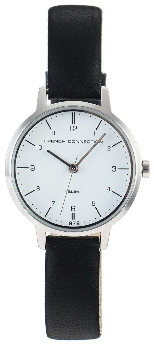 Часы наручные женские French Connection Slim Range, цвет: черный. FC1256BFC1256B Часы наручные женские French Connection Slim Range, цвет: черный. FC1256BFC1256BСтильные часы French Connection Slim Range - это модный и практичный аксессуар, который не только выгодно дополнит ваш наряд, но и будет незаменим для каждой современной девушки, ценящей свое время. Корпус выполнен из нержавеющей стали. Контрастный циферблат оформлен логотипом бренда. Корпус изделия имеет степень влагозащиты 3 Bar, оснащен кварцевым механизмом и дополнен устойчивым к царапинам минеральным стеклом. Изысканный ремешок выполнен из натуральной кожи и дополнен пряжкой, которая позволяет с легкостью снимать и надевать изделие. Часы поставляются в фирменной упаковке. Часы French Connection подчеркнут изящество ваших рук и ваш неповторимый стиль и элегантность.