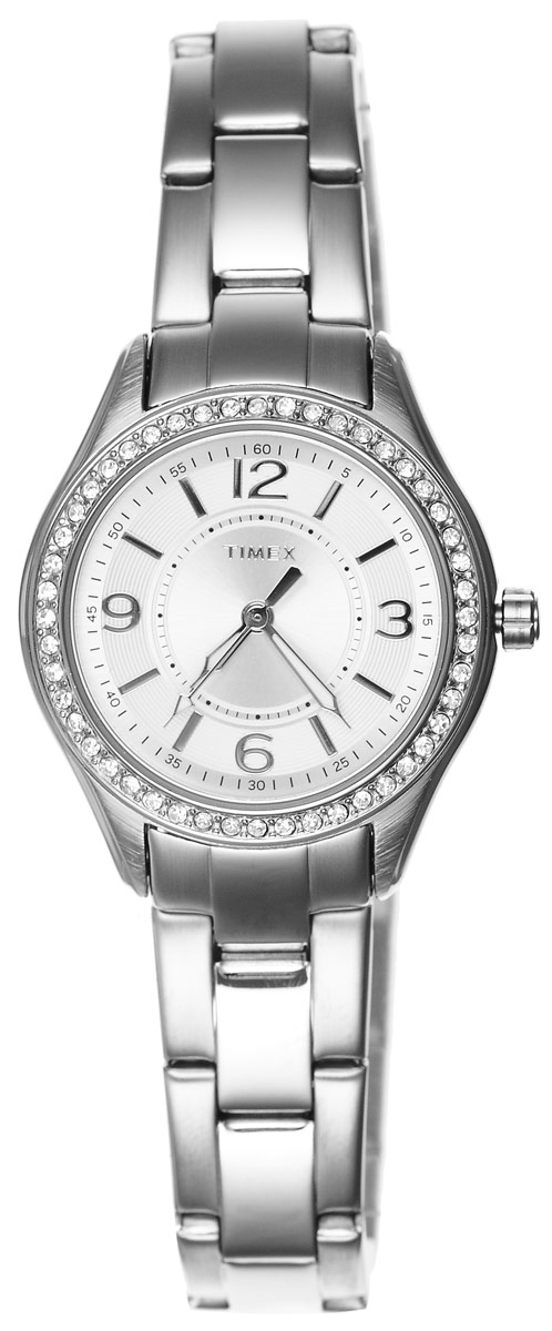 Часы наручные женские Timex Style Elevated, цвет: серебристый. TW2P79800TW2P79800 Часы наручные женские Timex Style Elevated, цвет: серебристый. TW2P79800TW2P79800Стильные часы Timex Style Elevated выполнены из нержавеющей стали и минерального стекла. Корпус инкрустирован стразами, циферблат оформлен символикой бренда. Корпус изделия имеет степень влагозащиты 3 Bar, оснащен кварцевым механизмом и дополнен устойчивым к царапинам минеральным стеклом. На стрелки нанесен светящийся состав. Браслет оснащен клипсовым замком, который позволит с легкостью снимать и надевать изделие. Часы поставляются в фирменной упаковке. Часы Timex Style Elevated подчеркнут изящество женской руки и отменное чувство стиля у их обладательницы.