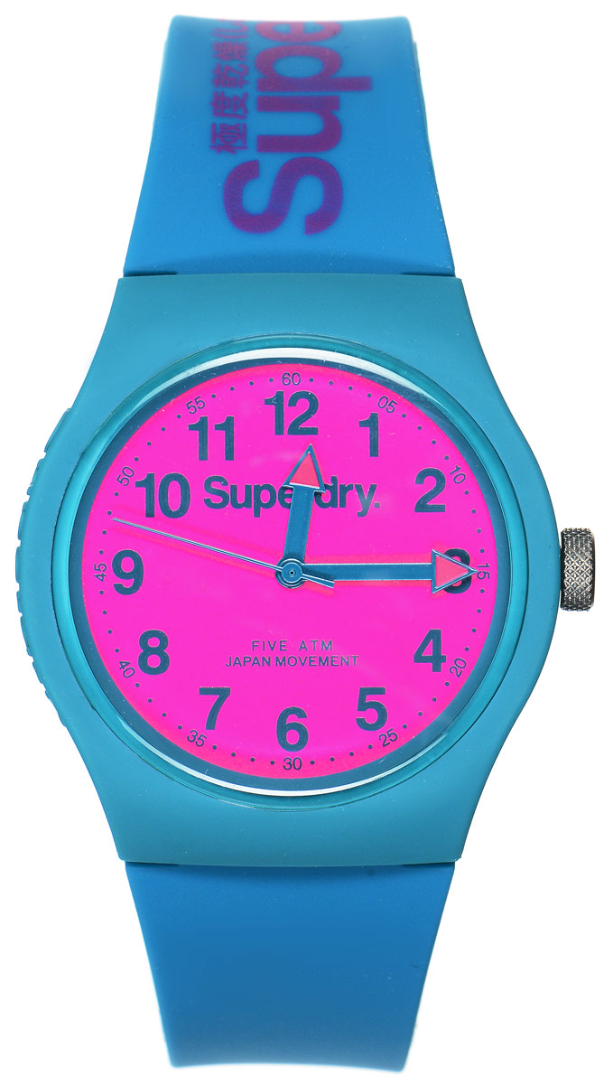 Часы наручные Superdry Urban, цвет: голубой, розовый. SYG164AUPSYG164AUP Часы наручные Superdry Urban, цвет: голубой, розовый. SYG164AUPSYG164AUPСтильные часы Superdry Urban выполнены из нержавеющей стали и пластика. Циферблат оформлен символикой бренда. Корпус изделия имеет степень влагозащиты 5 Bar, оснащен кварцевым механизмом и дополнен устойчивым к царапинам хезалитовым стеклом. Ремешок современного дизайна выполнен из силикона и оснащен пряжкой, которая позволит с легкостью снимать и надевать изделие. Часы поставляются в фирменной упаковке. Часы Superdry Urban сочетают в себе американский винтаж, японскую эстетику и традиционный британский стиль, тем самым прекрасно дополнят образ.