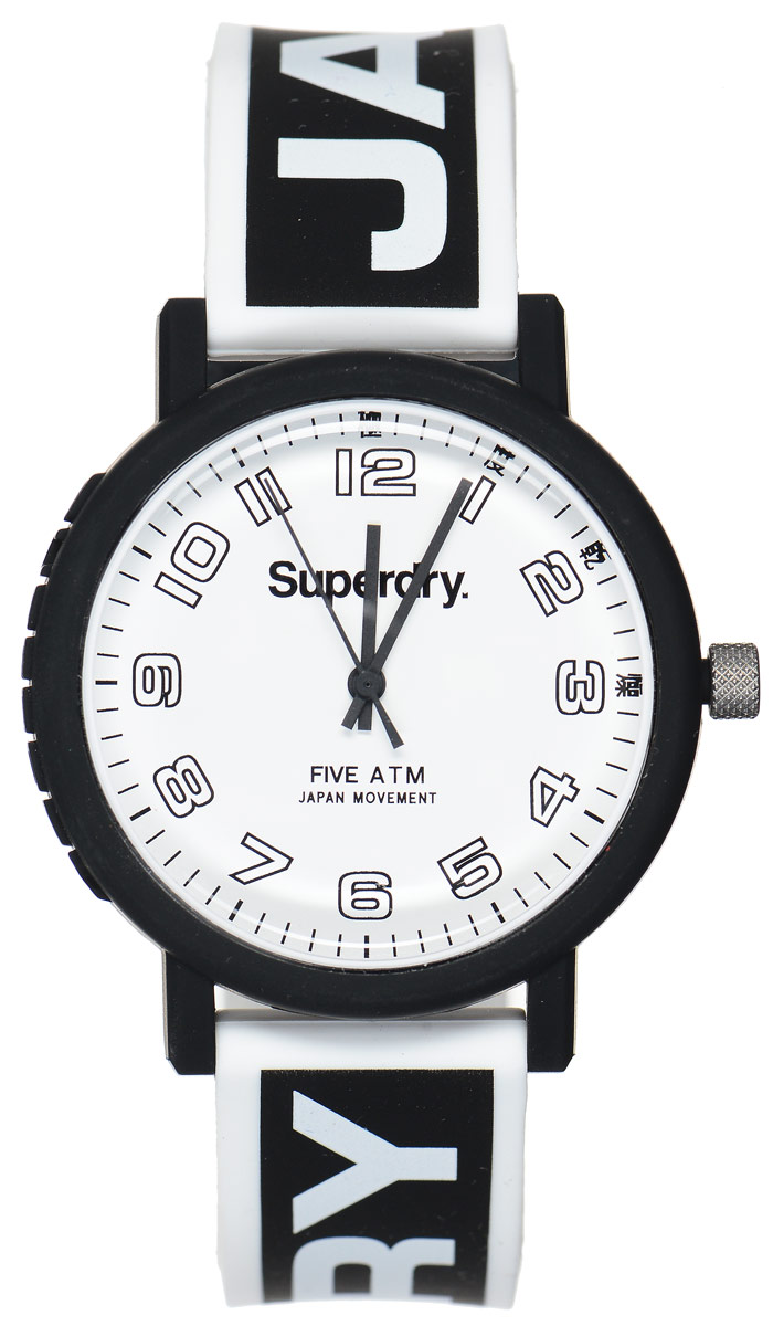 Часы наручные Superdry Urban, цвет: черный, белый. SYG196BWSYG196BW Часы наручные Superdry Urban, цвет: черный, белый. SYG196BWSYG196BWСтильные часы Superdry Urban выполнены из нержавеющей стали и пластика. Циферблат оформлен символикой бренда. Корпус изделия имеет степень влагозащиты 5 Bar, оснащен кварцевым механизмом и дополнен устойчивым к царапинам хезалитовым стеклом. Ремешок современного дизайна выполнен из силикона и оснащен пряжкой, которая позволит с легкостью снимать и надевать изделие. Часы поставляются в фирменной упаковке. Часы Superdry Urban подчеркнут отменное чувство стиля у их обладателя.