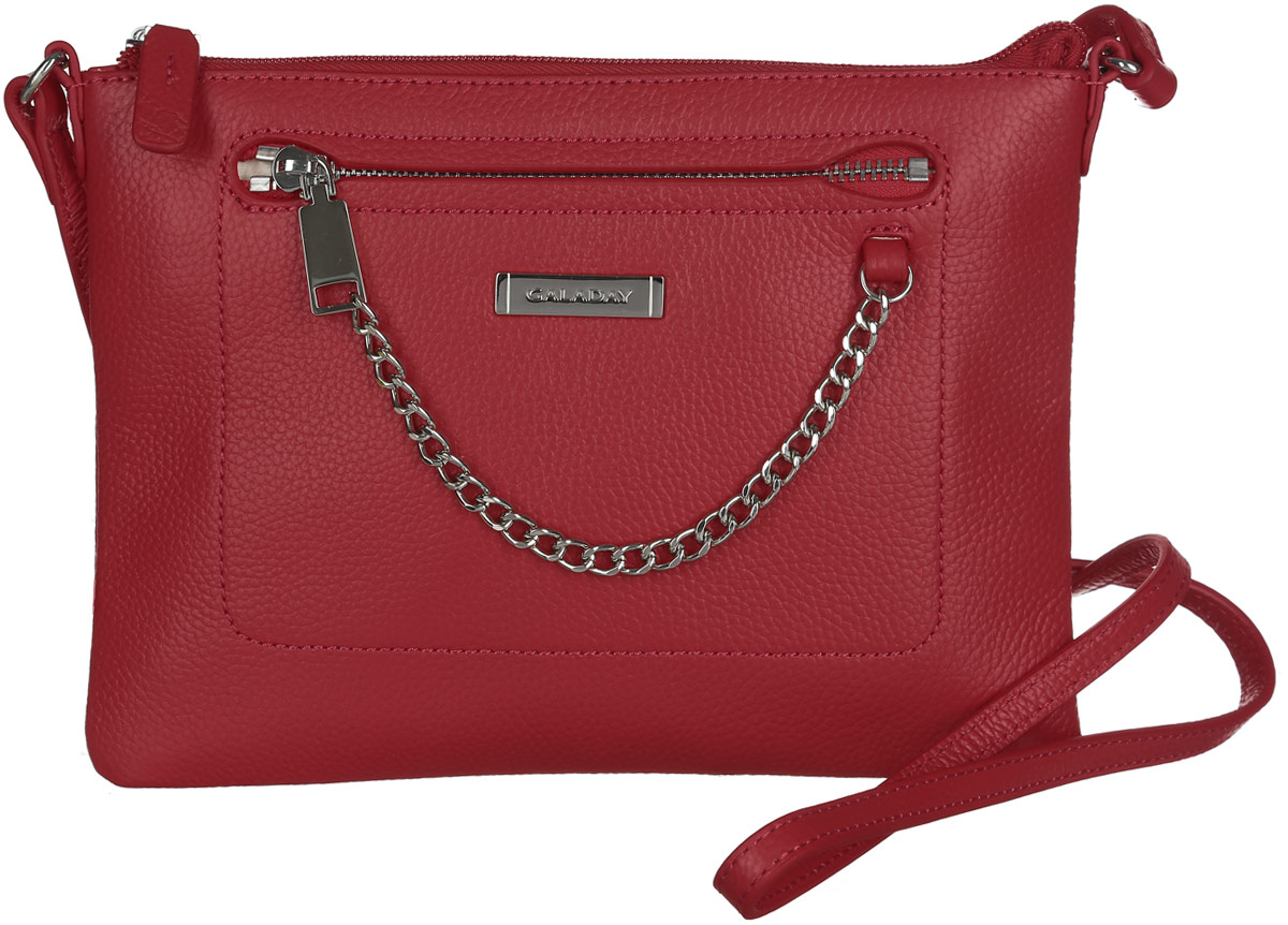 Сумка женская Galaday, цвет: бордовый. GD6006GD6006-red Сумка женская Galaday, цвет: бордовый. GD6006GD6006-redСтильная женская сумка Galaday выполнена из натуральной кожи с фактурным тиснением. Изделие содержит одно отделение, которое закрывается на застежку-молнию. Внутри расположено два накладных кармашка для мелочей и один врезной карман на молнии. Снаружи, на лицевой и тыльной сторонах сумки расположен врезной карман на застежке-молнии. Сумка оснащена удобным плечевым ремнем, который можно регулировать по длине. Оригинальный аксессуар позволит вам завершить образ и быть неотразимой.