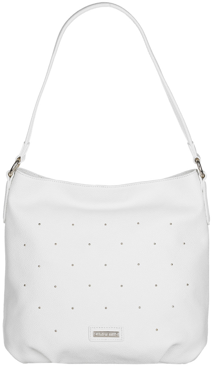 Сумка женская Fabretti, цвет: белый. N2550N2550-white Сумка женская Fabretti, цвет: белый. N2550N2550-whiteСтильная женская сумка Fabretti выполнена из натуральной кожи с фактурным тиснением и оформлена декоративными металлическими элементами. Изделие содержит одно большое отделение, которое закрывается на застежку-молнию. Внутри расположено три накладных кармашка для мелочей, два врезных кармана на молнии, и один навесной карман на застежке-молнии. Снаружи, на задней стороне сумки, расположен врезной карман на застежке-молнии. Сумка оснащена удобным ручкой и плечевым ремнем, который можно регулировать по длине. Оригинальный аксессуар позволит вам завершить образ и быть неотразимой.