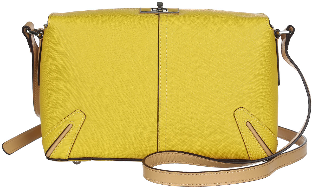 Сумка женская Leo Ventoni, цвет: желтый, бежевый. 2300422023004220 yellow/tan Сумка женская Leo Ventoni, цвет: желтый, бежевый. 2300422023004220 yellow/tanСтильная женская сумка Leo Ventoni выполнена из натуральной кожи с фактурным тиснением. Изделие содержит одно отделение, которое закрывается на застежку-вертушку. Внутри расположено два накладных кармашка для мелочей, карман-средник на застежке-молнии и врезной карман на молнии. Снаружи, на задней стороне сумки, расположен врезной карман на застежке-молнии. Сумка оснащена удобным плечевым ремнем, который можно регулировать по длине. Дно сумки дополнено металлическими ножками. Оригинальный аксессуар позволит вам завершить образ и быть неотразимой.