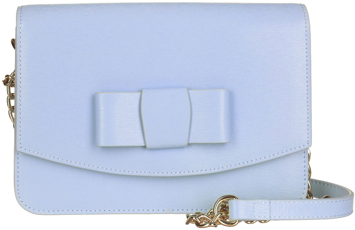 Сумка женская Galaday, цвет: голубой. GD4952QGD4952Q-l.blue Сумка женская Galaday, цвет: голубой. GD4952QGD4952Q-l.blueСтильная сумка Galaday, выполненная из натуральной кожи с фактурным тиснением, оформлена кокетливым бантиком. Изделие застегивается клапаном на магнитную кнопку. Внутри расположены три накладных кармашка для мелочей, один из которых закрывается на кнопку, а другой на застежку-молнию. Изделие оснащено наплечным ремнем-цепочкой. К сумке прилагается фирменный чехол для хранения. Элегантная сумка прекрасно дополнит ваш образ.