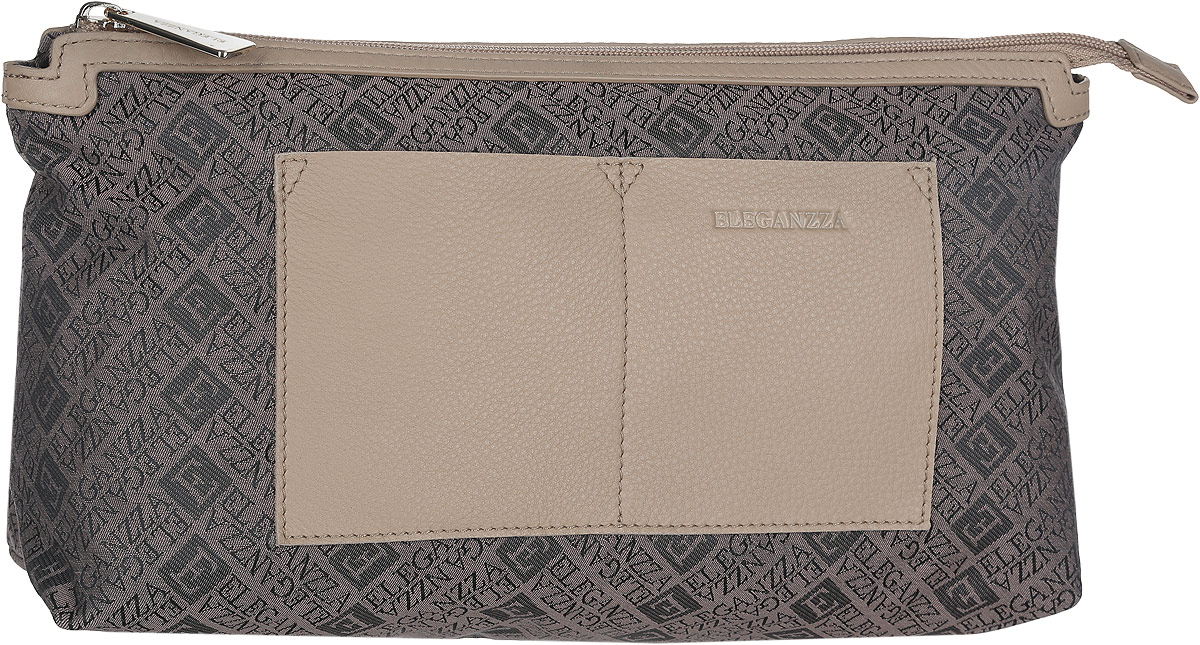 Косметичка женская Eleganzza, цвет: коричневый, бежевый. Z-14790Z-14790 Косметичка женская Eleganzza, цвет: коричневый, бежевый. Z-14790Z-14790Стильная женская косметичка Eleganzza выполнена из текстиля и натуральной кожи, оформлена символикой бренда и тиснением в виде логотипа бренда. Изделие содержит одно вместительное отделение, которое закрывается на застежку-молнию. На лицевой стороне косметички расположены два накладных кармашка. Практичный аксессуар вместит в себя все необходимое, позволит вам завершить образ и быть неотразимой.