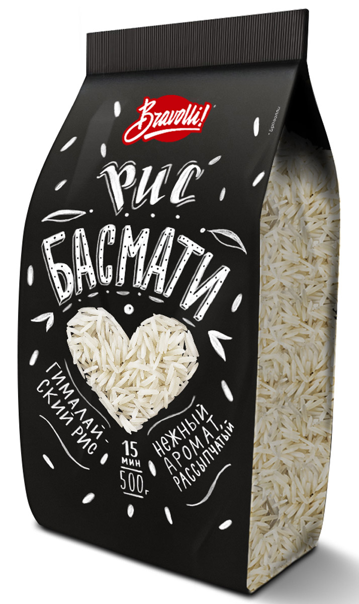 Bravolli Басмати рис, 500 гБР 58-0,5/6 Bravolli Басмати рис, 500 гБР 58-0,5/6Нежный, рассыпчатый, с тонким природным ароматом рис Басмати - отличная альтернатива обычному белому рису в любых блюдах.