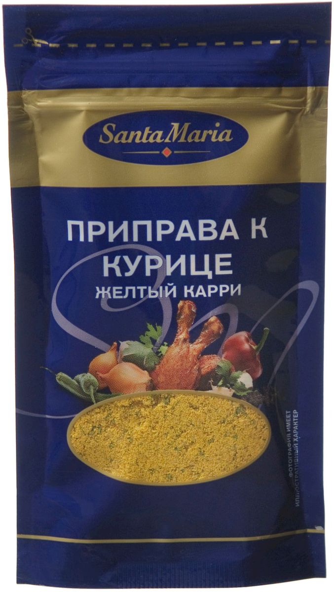 Santa Maria Приправа к курице желтый карри, 24 г14672 Santa Maria Приправа к курице желтый карри, 24 г14672Вкус кокоса, кориандра и имбиря придает курице восточный аромат. Приправа Santa Maria подходит для риса, мяса, рыбы, соусов, вегетарианских и вок-блюд.