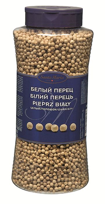Santa Maria Белый перец целый, 640 г15185 Santa Maria Белый перец целый, 640 г15185Белый перец обладает мягким пряным вкусом и ароматом. Подходит для мясных и рыбных супов, печени, вегетарианских блюд, соусов и маринадов.