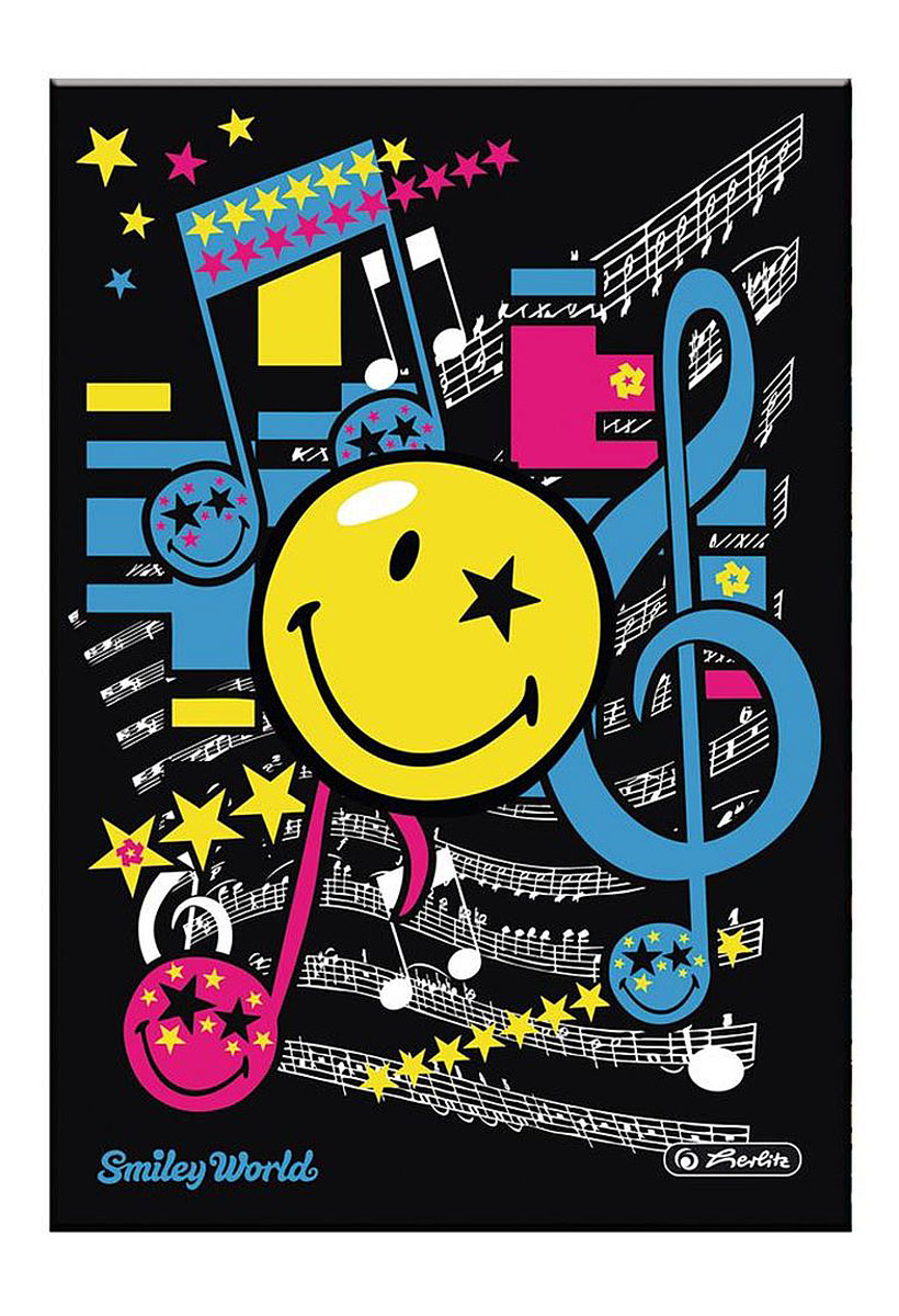Herlitz Записная книжка Smiley Pop 96 листов в клетку11366069 Herlitz Записная книжка Smiley Pop 96 листов в клетку11366069Записная книжка Herlitz Smiley Pop - незаменимый атрибут современного человека, необходимый для рабочих и повседневных записей в офисе и дома. Записная книжка формата А5 содержит 96 листов в клетку. Обложка, выполненная из плотного картона, оформлена изображением забавного смайла и нотных знаков. Прошитый внутренний блок гарантирует полное отсутствие потери листов. Записная книжка Herlitz Smiley Pop станет достойным аксессуаром среди ваших канцелярских принадлежностей. Она подойдет как для деловых людей, так и для любителей записывать свои мысли, рисовать скетчи, делать наброски.