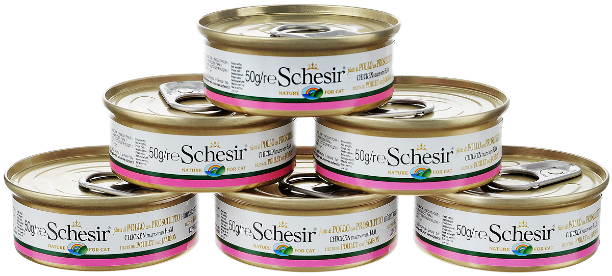 Конcервы Schesir для кошек, с филе цыпленка и ветчиной, 50 г, 6 шт28328 Конcервы Schesir для кошек, с филе цыпленка и ветчиной, 50 г, 6 шт28328Консервы Schesir - это дополнительный влажный корм для кошек. Выполнены из высококачественных натуральных ингредиентов того же качества, которое используется для продуктов питания человека. Консервы не содержат красителей, стимуляторов аппетита и химических консервантов. Товар сертифицирован.