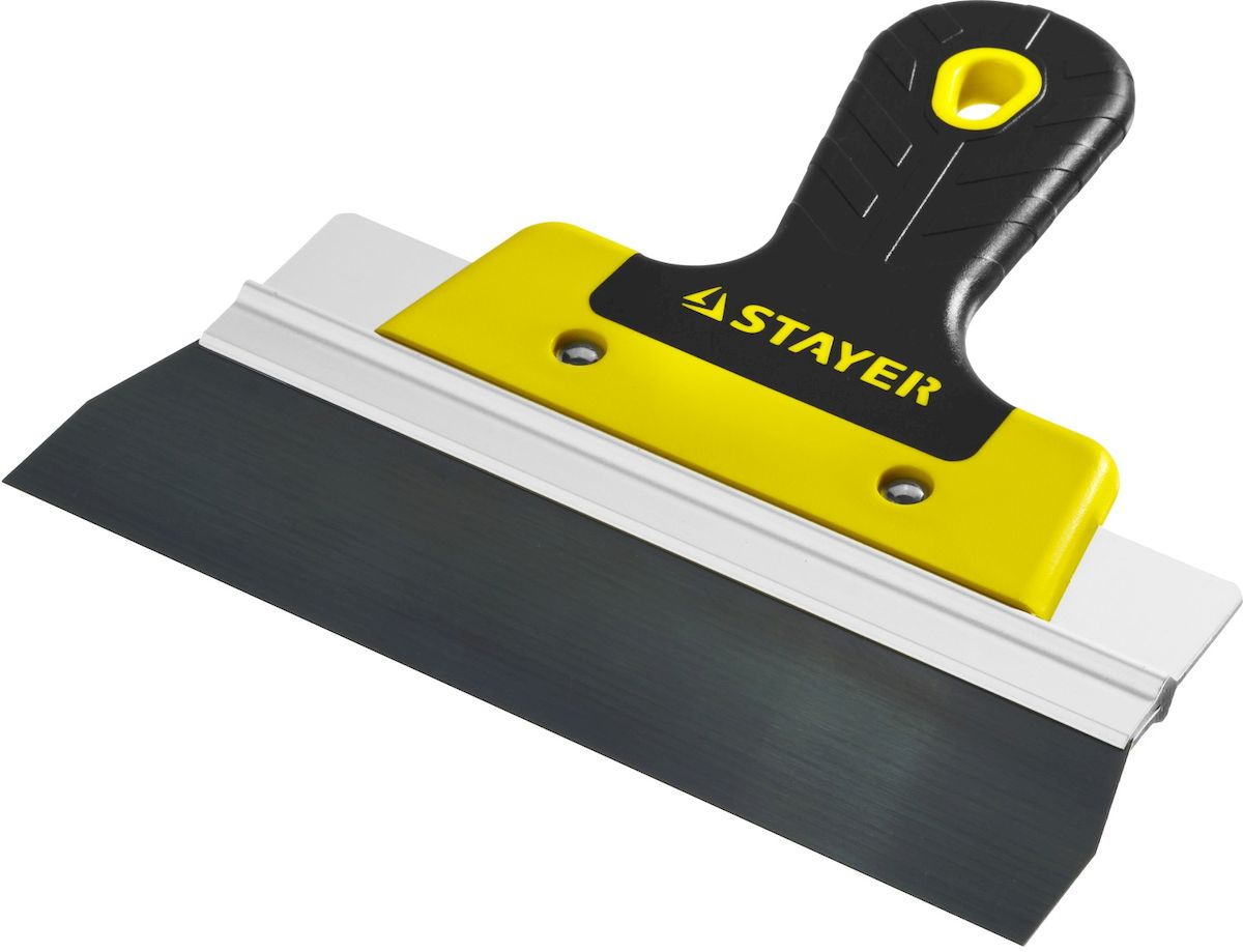 Шпатель фасадный Stayer Professional, 2к ручка, 200мм10045-20 Шпатель фасадный Stayer Professional, 2к ручка, 200мм10045-20Шпатель STAYER PROFESSIONAL ФАСАДНЫЙ, анодированный, 2к ручка, 200мм