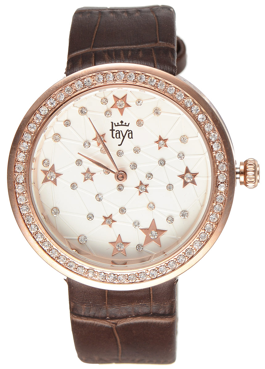 Часы наручные женские Taya, цвет: золотистый, коричневый. T-W-0041T-W-0041-WATCH-GL.BROWN Часы наручные женские Taya, цвет: золотистый, коричневый. T-W-0041T-W-0041-WATCH-GL.BROWNСтильные женские часы Taya выполнены из минерального стекла, натуральной кожи и нержавеющей стали. Циферблат и корпус часов инкрустированы стразами. Корпус часов оснащен кварцевым механизмом со сменным элементом питания, а также ремешком из натуральной кожи, который застегивается на пряжку. Ремешок декорирован тиснением под кожу рептилии. Часы поставляются в фирменной упаковке. Часы Taya подчеркнут изящность женской руки и отменное чувство стиля у их обладательницы.