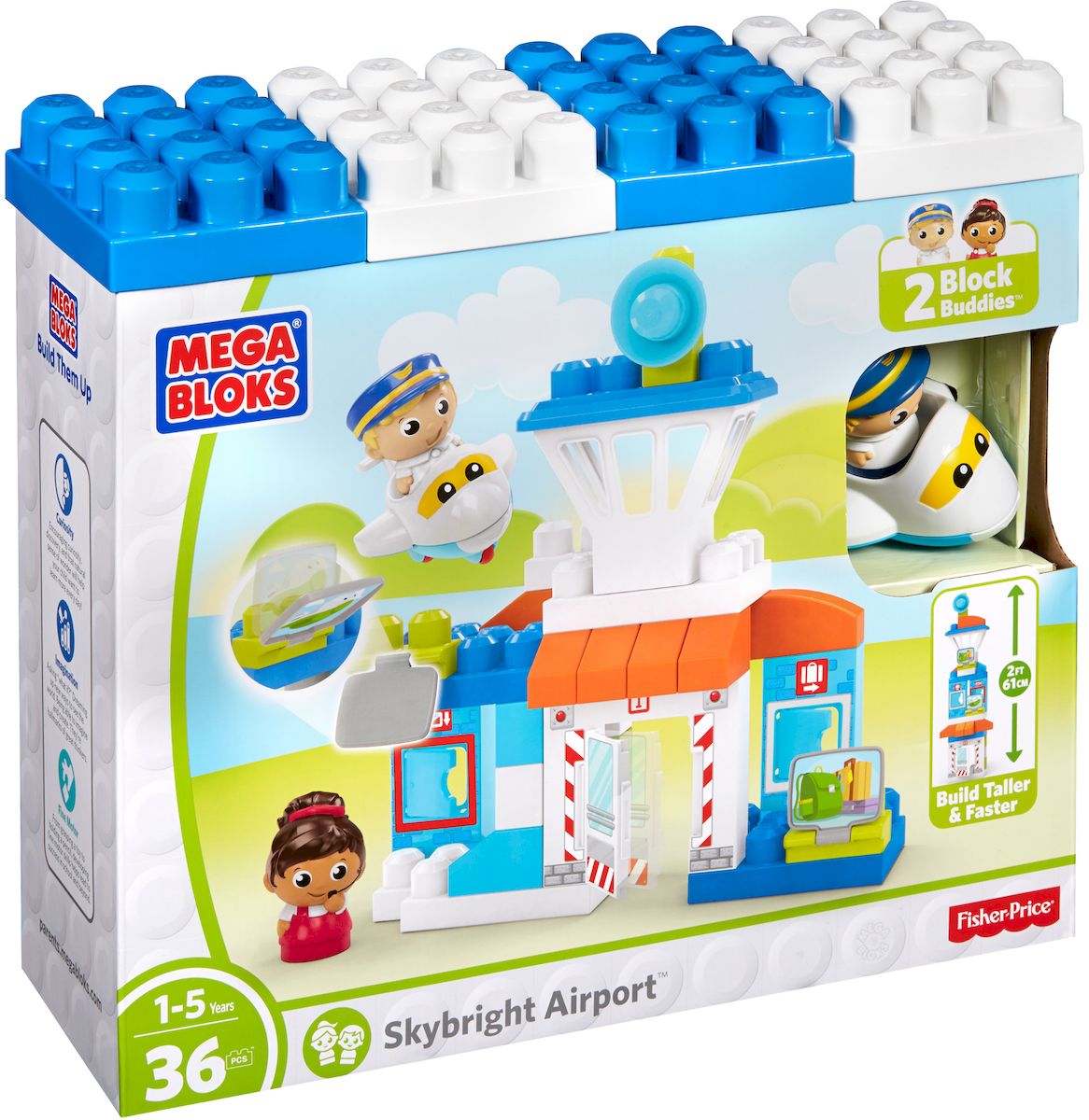 Mega Bloks First Builders Конструктор Веселый аэропортDPJ56 Mega Bloks First Builders Конструктор Веселый аэропортDPJ56Конструктор Mega Bloks First Builders. Веселый аэропорт обязательно понравится любому ребенку! С таким набором ребенок сможет своими руками собрать аэропорт с самолетом и разыграть интересные истории или повторить увиденные сюжеты. Скрепляя элементы конструктора, малыш тренирует моторику рук, развивает фантазию и воображение, совершенствует навыки конструирования. Все элементы набора изготовлены из пластика высокого качества, который безопасен для здоровья ребенка. Конструктор предназначен для детей в возрасте от года до пяти лет.