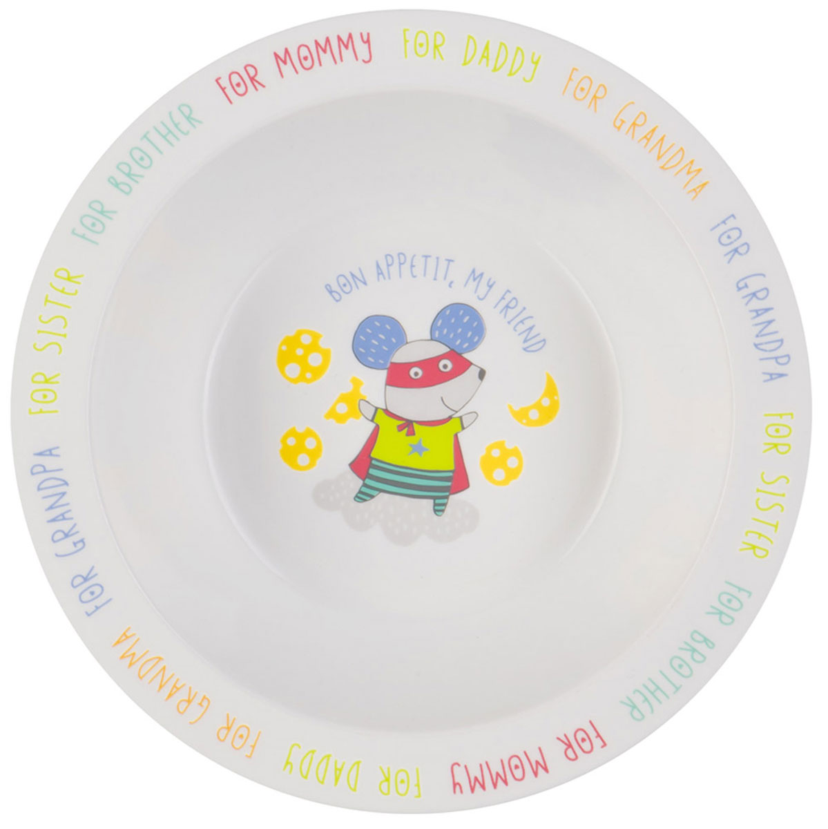 Happy Baby Тарелка детская Мышка15016 NEW_мышка Happy Baby Тарелка детская Мышка15016 NEW_мышкаТарелка детская Happy Baby Мышка изготовлена из безопасного материала. Тарелочка, оформленная веселой картинкой, понравится и малышу, и родителям! Ребенок будет с удовольствием учиться кушать самостоятельно. Тарелочка подходит для горячей и холодной пищи. Яркий дизайн тарелки превращает процесс кормления в увлекательную игру. Можно использовать в СВЧ-печи и мыть в посудомоечной машине. Подходит для детей от 6 месяцев.