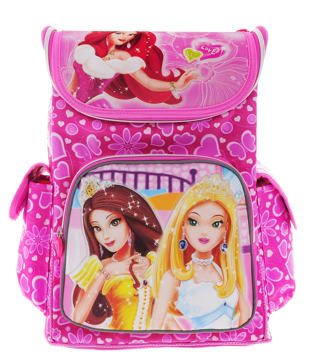Centrum Ранец школьный Princess86071 Centrum Ранец школьный Princess86071Школьный ранец Princess выполнен из современного легкого и прочного полиэстера ярко-розового цвета. Ранец декорирован рельефными мерцающими рисунками с красавицами принцессами. Ранец имеет одно основное отделение, закрывающееся на клапан с молнией. На лицевой стороне ранца расположен накладной карман на молнии. По бокам ранца размещены два дополнительных накладных кармана, под клапанами с липучками. Широкие мягкие лямки, регулируемые по длине, равномерно распределяют нагрузку на плечевой пояс, способствуя формированию правильной осанки. Ранец оснащен текстильной ручкой для переноски, дно защищено пластиковыми ножками. Многофункциональный школьный ранец станет незаменимым спутником вашего ребенка в походах за знаниями.