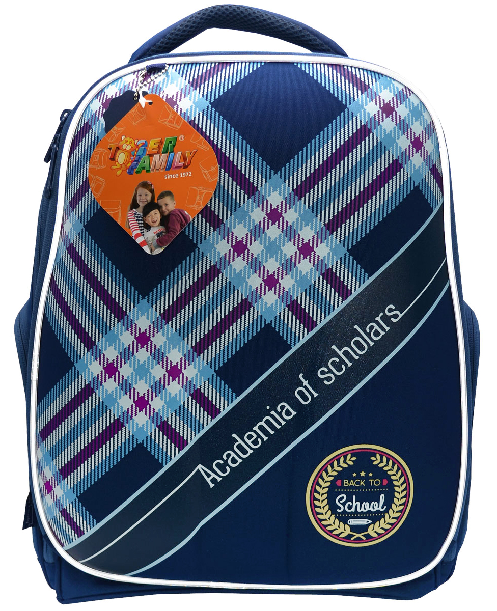 Tiger Enterprise Ранец школьный Academia of Scholars21112/A/TG Tiger Enterprise Ранец школьный Academia of Scholars21112/A/TGШкольный ранец Tiger Enterprise Academia of Scholars имеет многоуровневую систему регулировки задней спинки и жесткий каркас. Анатомическая сетчатая спинка с дополнительной циркуляцией воздуха и многоуровневой системой регулировки создана специально для предотвращения запотевания спины ребенка. У ранца имеется регулируемый удерживающий нагрудный ремень. Регулируемые сверху и снизу задние лямки со светоотражающими полосками обеспечивают дополнительную безопасность в темное время суток. Ранец выполнен из водоотталкивающего материала, а его лицевая панель - с EVA уплотнением. У ранца имеется эргономичная ручка для переноски и дополнительная ручка-петля. У ранца два вместительных отделения на застежках-молниях. В первом отделении имеются два разделителя для тетрадей и учебников, во втором отделении находится небольшой карман на молнии. По бокам ранца находятся два кармана на молниях. Ранец имеет противоскользящее водонепроницаемое дно.