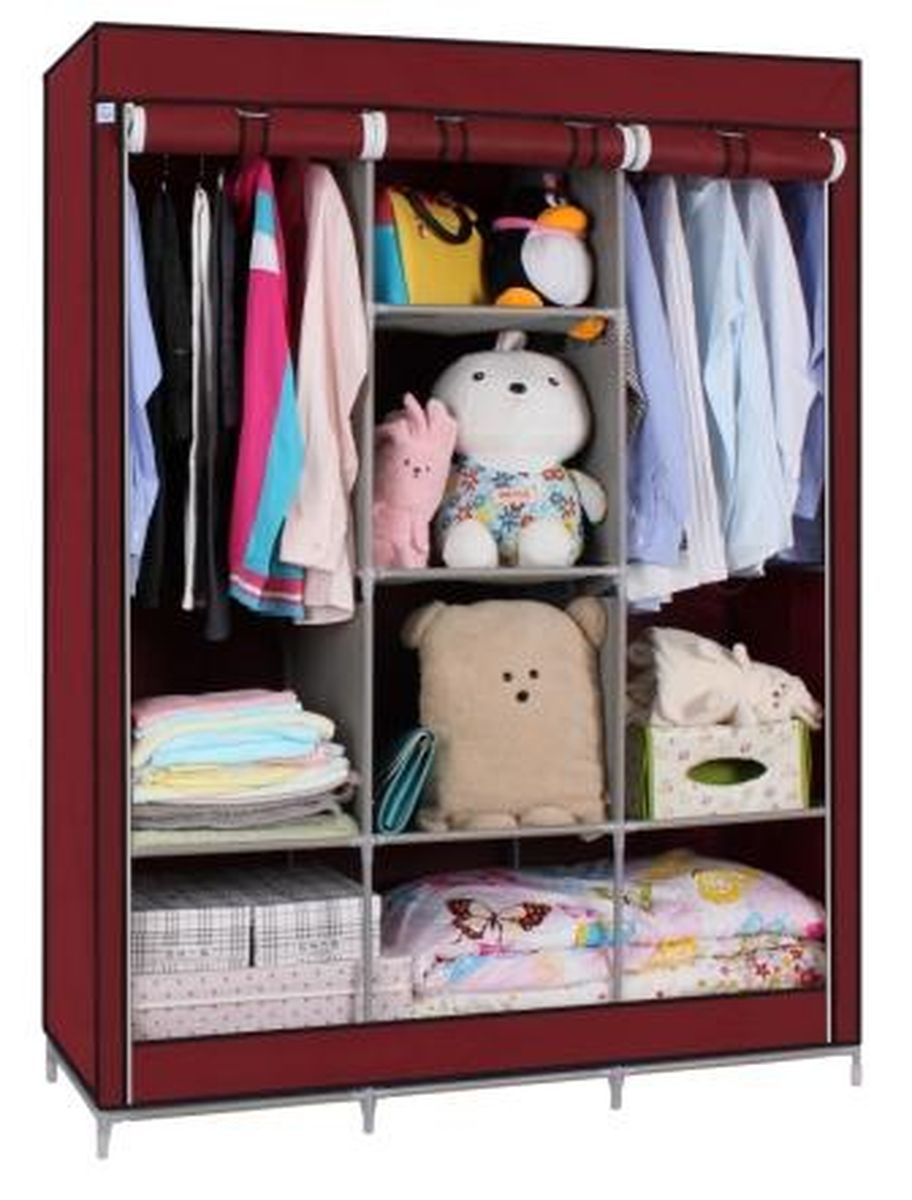 Тканевый шкаф Homsu Онтарио, цвет: бордовый, 130 x 45 x 172 смHOM-99 Тканевый шкаф Homsu Онтарио, цвет: бордовый, 130 x 45 x 172 смHOM-99Этот большой тканевый шкаф будет максимально практичным и удобным помощником в создании полноценного порядка благодаря 6 полкам для складывания одежды 40 см на 45 см и двум отделениям для подвешивания одежды. Сборная конструкция такого шкафа состоит из металлических деталей каркаса, обтянутых сверху прочной и лёгкой тканью. Фактический цвет может отличаться от заявленного.