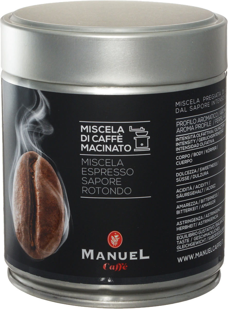Manuel Capriccio кофе молотый, 125 г (ж/б)8006536201203 Manuel Capriccio кофе молотый, 125 г (ж/б)8006536201203Manuel Capriccio - лучшая смесь для приготовления кофе на профессиональном оборудовании. Manuel Capriccio - бодрящий продукт, прошедший темную обжарку, в результате которой в его вкусе появились нюансы какао и пикантная горчинка. Этот кофе будет идеальной основой для создания эспрессо и капучино.