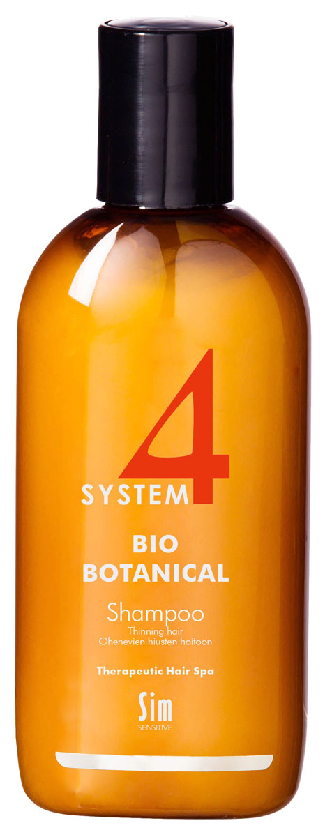 Sim Sensitive Био Ботанический Шампунь SYSTEM 4 Bio Botanical Shampoo Био, 100 мл5420 Sim Sensitive Био Ботанический Шампунь SYSTEM 4 Bio Botanical Shampoo Био, 100 мл5420КАК РАБОТАЕТ: салициловая кислота эффективно очищает кожу головы, а многочисленные растительные экстракты (репейника, настурции, крапивы, розмарина и др.) беспрепятственно проникают напрямую к ослабленным волосяным луковицам, «пробуждая» их ото сна. Касторовое и масло чайного дерева ухаживают за стержнем волоса. БОРЕТСЯ С: выпадением/редением волос, воспалениями кожи головы ослабленным кровообращением кожи головы, недостатком питания волосяных луковиц