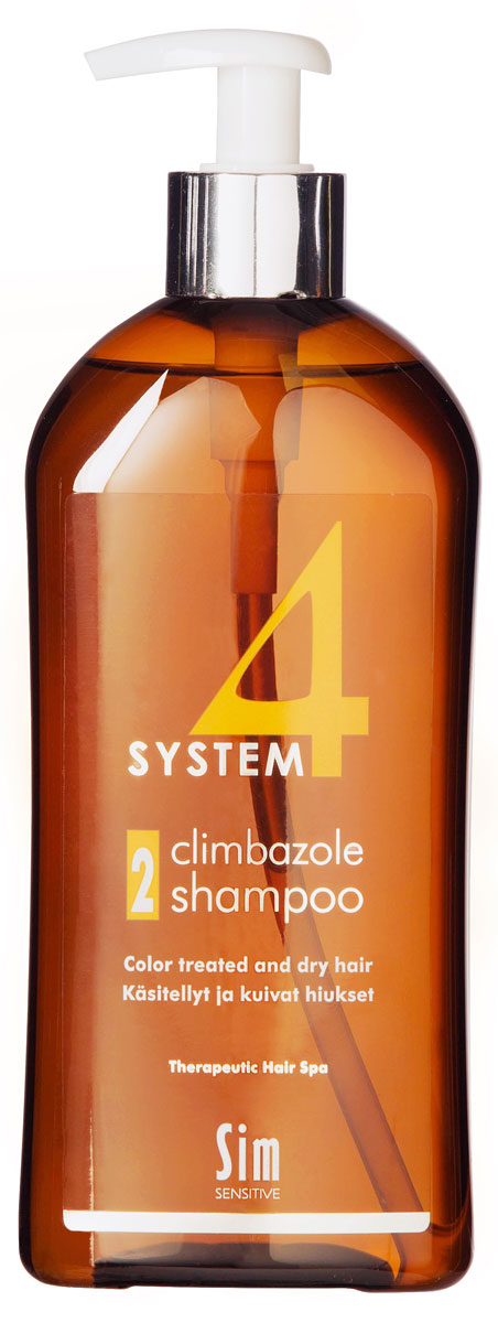 SIM SENSITIVE Терапевтический шампунь № 2 SYSTEM 4 Climbazole Shampoo 2, 500 мл5312 SIM SENSITIVE Терапевтический шампунь № 2 SYSTEM 4 Climbazole Shampoo 2, 500 мл5312КАК РАБОТАЕТ: салициловая кислота активно очищает кожу головы, предотвращая образование сухой перхоти, а климбазол и пироктон оламин восстанавливают микрофлору кожи головы. Гидролизованные протеины, гидролизованный коллаген, масло подсолнечника ухаживают за сухой кожей головы, поврежденными стержнями волос и продлевают стойкость цвета окрашенных волос. Розмарин и ментол обладают освежающим антибактериальным эффектом, улучшают микроциркуляцию крови. рН-4,7. БОРЕТСЯ С: сухостью кожи головы, зудом, раздражением кожи головы, сухой перхотью, cухостью, ломкостью волос, расслоением стержня волоса непослушностью и поврежденностью волос после окрашивания или химической обработки