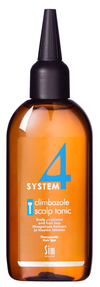 Sim Sensitive Терапевтический тоник Т SYSTEM 4 Climbazole Scalp Tonic Т, 100 мл5415 Sim Sensitive Терапевтический тоник Т SYSTEM 4 Climbazole Scalp Tonic Т, 100 мл5415КАК РАБОТАЕТ: оказывает умеренное стимулирующее действие на волосяные фолликулы, что способствует укреплению корней волос и улучшению качества их стержня, нормализует работу сальных желез. Несмываемый тоник наносится на кожу головы после мытья шампунем. БОРЕТСЯ С: зудом, раздражением на коже головы перхотью, жирностью кожи головы поредением волос