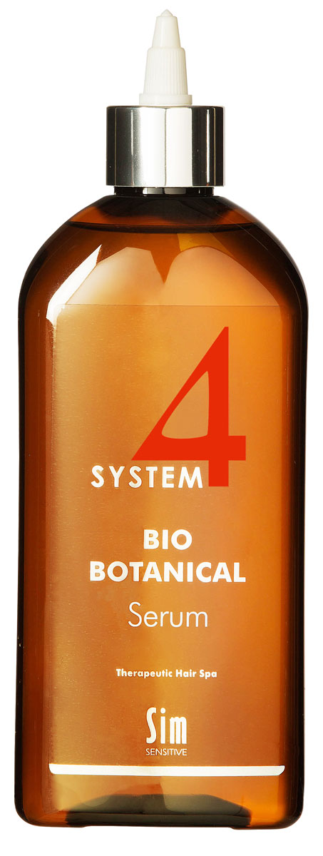 SIM SENSITIVE Био Ботаническая Сыворотка SYSTEM 4 Bio Botanical Serum, 500 мл5326 SIM SENSITIVE Био Ботаническая Сыворотка SYSTEM 4 Bio Botanical Serum, 500 мл5326КАК РАБОТАЕТ: сыворотка – главный и наиболее сильный препарат в комплексе за счет входящих в состав растительных экстрактов репейника, настурции, крапивы, розмарина, а также комплекса витаминов C, E, PP, B6. Стимулирует активное деление клеток волосяных фолликул и утолщение волос.