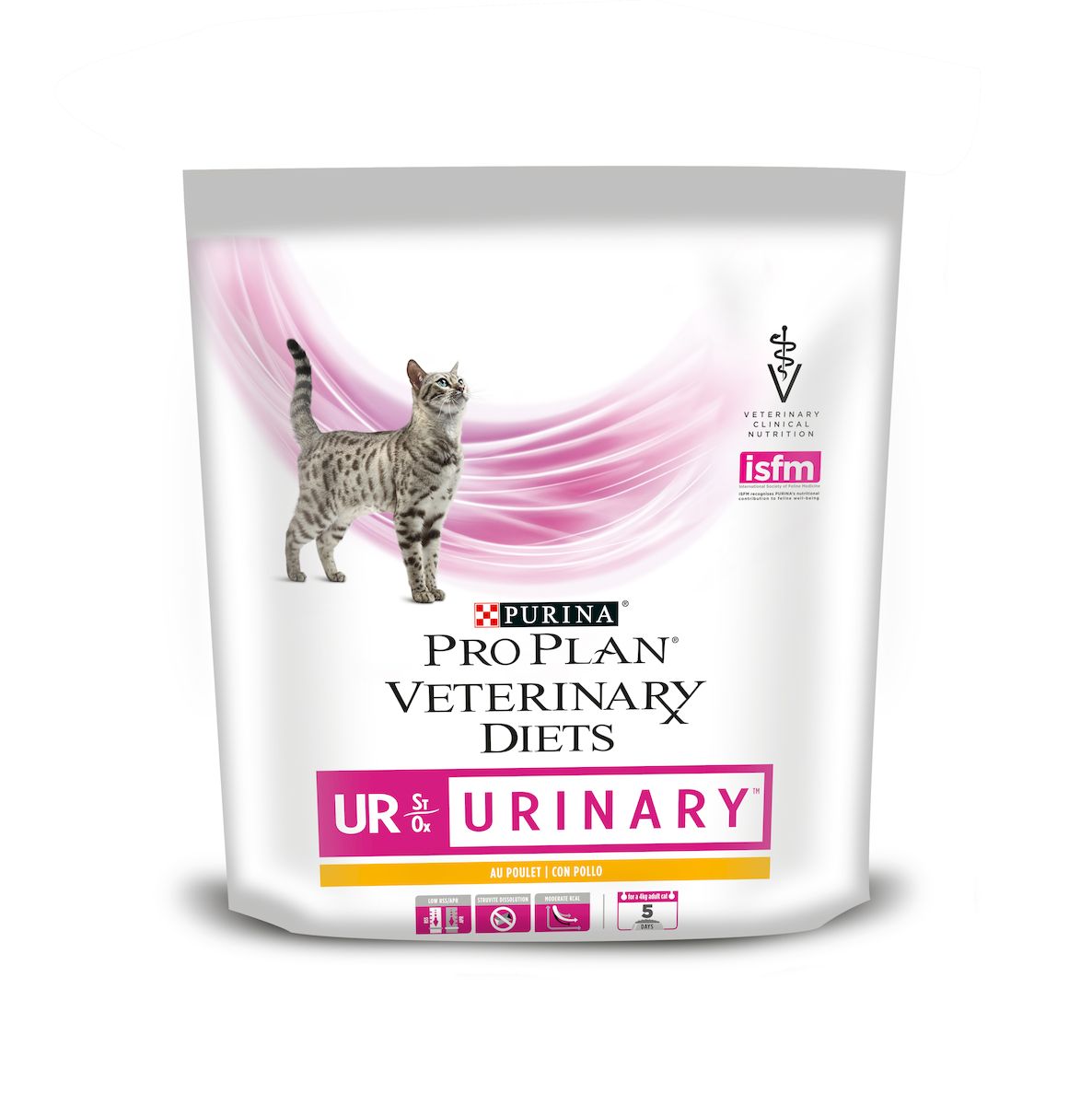 Корм сухой для кошек Pro Plan Veterinary Diets. UR, при МКБ, 400 г12274109 Корм сухой для кошек Pro Plan Veterinary Diets. UR, при МКБ, 400 г12274109Purina Pro Plan Veterinary Diets UR St/Ox Корм сухой полнорационный диетический для взрослых кошек при болезнях нижних отделов мочевыводящих путей, с курицей. Корм рекомендуется для растворения струвитных камней и снижения вероятности их повторного образования, увеличивающий кислотность мочи, с низким содержанием магния. Также предназначен для питания при заболеваниях нижних отделов мочевыводящих путей у кошек. Содержит комплекс St/Ox, снижающий риск образования струвитных и оксалатных камней в почках Способствует растворения мочевых камней - струвитов Умеренная калорийность помогает поддерживать оптимальную массу тела. Рекомендованный период времени для: растворения: 5-12 недель; сокращения рецидива: до 6 месяцев. Перед использованием и увеличением периода кормления сверх рекомендованного проконсультируйтесь с ветеринаром. Следите, чтобы у кошки всегда была питьевая вода. Продукт выпускается также в виде влажного корма.