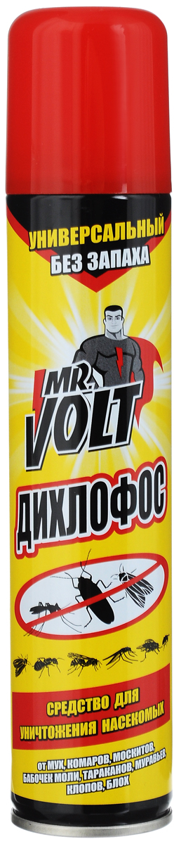 Средство инсектицидное Mr. Volt Дихлофос, без запаха, 200 мл48737 Средство инсектицидное Mr. Volt Дихлофос, без запаха, 200 мл48737Эффективное инсектицидное средство Mr. Volt Дихлофос предназначено для уничтожения летающих и ползающих насекомых: мух, комаров, москитов, бабочек моли, ос, тараканов, муравьев, клопов, блох. Состав: 0,1% тетраметрин, 0,2% циперметрин, 0,2% пиперонилбутоксид, менее 5% отдушка, более 30% растворитель, более 30% углеводородный пропеллент. Товар сертифицирован.