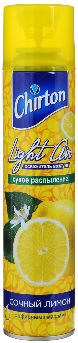 Освежитель воздуха Chirton Сочный лимон, 300 мл45620 Освежитель воздуха Chirton Сочный лимон, 300 мл45620Освежитель воздуха Chirton Сочный лимон предназначен для устранения неприятных запахов в различных помещениях. Высокое качество позволит быстро избавиться от неприятных запахов в любом уголке вашего дома. Современный дизайн и силуэт Chirton Сочный лимон гармонично впишется в любой интерьер. Состав: пропан/бутан/изобутан >30%, растворитель Товар сертифицирован.