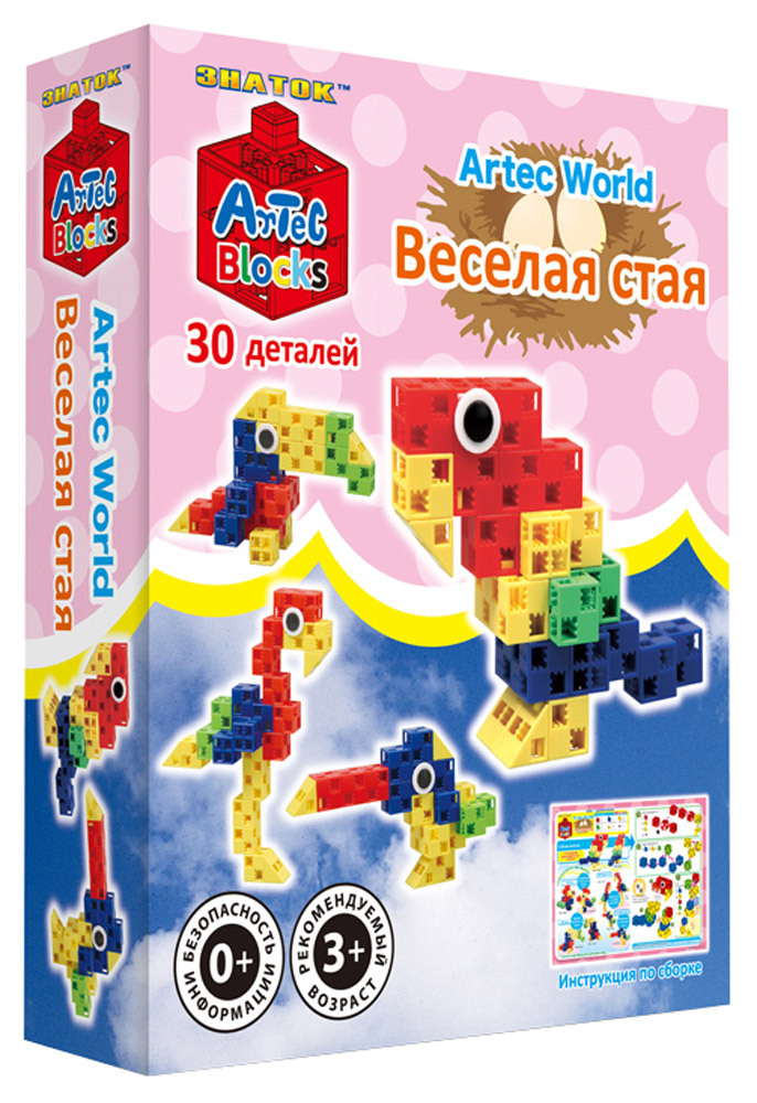 Знаток Конструктор Веселая стая15-2348-ART Знаток Конструктор Веселая стая15-2348-ARTКонструктор Веселая стая позволит вашему малышу собрать целую стаю экзотических птиц, которые точно удивят Вас своим великолепием и необыкновенной красотой! Этот уникальный конструктор поможет вашему малышу быстро освоить азы моделирования и воплотить в реальность свои самые фантастические замыслы! Набор состоит из 30 разноцветных деталей в форме кубиков, дисков и треугольников. Красочная инструкция подскажет, как собрать попугая, страуса, тукана или миниатюрную птичку колибри. В комплект входят элементы-глаза, которые оживят стаю птиц, собранных малышом. Artec Blocks — это первый в мире конструктор, детали которого можно соединять в любом направлении: по горизонтали, вертикали и даже по диагонали, выстраивая таким образом фигуры любой формы и размера! Во время игры с конструктором Artec у ребенка будет развиваться как мелкая моторика рук, так и воображение – ведь ему самому захочется придумывать сюжеты для игры. Отмечено, что конструкторы Artec положительно влияют на...