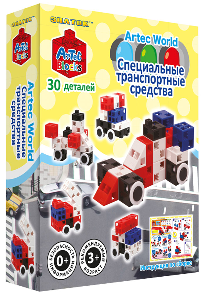 Знаток Конструктор Специальные транспортные средства15-2344-ART Знаток Конструктор Специальные транспортные средства15-2344-ARTКонструктор Artec Специальные транспортные средства поможет юному любителю техники поближе познакомиться с разнообразием транспортных средств и построить машины специального назначения. Красочная инструкция подскажет, как собрать полицейский автомобиль и мотоцикл, машину скорой помощи, пожарную машину и даже настоящий гоночный автомобиль Формулы 1! Специальные элементы-диски помогают машинам двигаться и набирать скорость! Artec Blocks — это первый в мире конструктор, детали которого можно соединять в любом направлении: по горизонтали, вертикали и даже по диагонали, выстраивая таким образом фигуры любой формы и размера! Во время игры с конструктором Artec у ребенка будет развиваться как мелкая моторика рук, так и воображение – ведь ему самому захочется придумывать сюжеты для игры. Отмечено, что конструкторы Artec положительно влияют на развитие логического мышления, способствуют концентрации внимания и усидчивости детей. Детали изготовлены из качественного и...