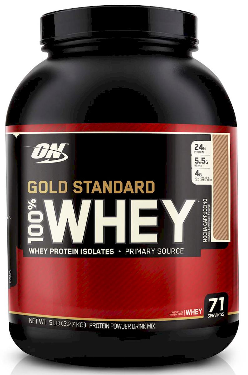 Протеин Optimum Nutrition 100% Вей Голд. Мокка Капу, 2268 гON2623 Протеин Optimum Nutrition 100% Вей Голд. Мокка Капу, 2268 гON2623ON 100% Whey Gold Standard – этот сывороточный протеин является самым популярным и качественным протеином на протяжении уже многих лет. Сывороточный протеин, которому доверяют миллионы спортсменов по всему миру от любителей до титулованных профессионалов. ON 100% Whey Gold Standard 10lb своего рода звезда в индустрии спортивного питания! ON 100% Whey Gold Standard 10lb был удостоен награды Лучшая спортивная добавка года и Протеин года в 2005, 2006, 2007, 2008, 2009 и 2010 годах. Ни один другой продукт не имеет столько наград! Стоит отдать должное компании Optimum Nutrition давшей миру поистине высококачественный продукт, одним словом стандарт на который в последующем равнялись все производители сывороточных протеинов. Запатентованная смесь ON 100% Whey Gold Standard 10lb включает в себя: микро-фильтрованный изолят сывороточного протеина ионообменный изолят сывороточного протеина ультрофильтрованный концентрат сывороточного протеина Hydro Whey...