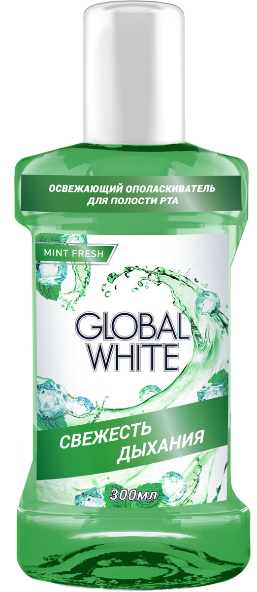 Global White Освежающий ополаскиватель Фреш 300 мл118 Global White Освежающий ополаскиватель Фреш 300 мл118Ополаскиватель выполняет сразу несколько функций: освежает дыхание надолго, предотвращает кариес, очищает труднодоступные участки и комплексный уход за полостью рта