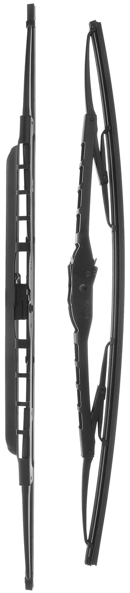 Щетка стеклоочистителя Bosch 584S, каркасная, со спойлером, длина 47,5/53 см, 2 шт3397001584 Щетка стеклоочистителя Bosch 584S, каркасная, со спойлером, длина 47,5/53 см, 2 шт3397001584Комплект Bosch 584S состоит из двух щеток разной длины, выполненных по современной технологии из высококачественных материалов. Они обеспечивают идеальную очистку стекла в любую погоду. TWIN Spoiler - серия классических каркасных щеток со спойлером от компании Bosch. Эти щетки имеют полностью металлический каркас с двойной защитой от коррозии и сверхточный профиль резинового элемента с двумя чистящими кромками. Спойлер выполнен в виде крыла, который закрывает каркас щетки от воздушного потока. Комплектация: 2 шт. Длина щеток: 47,5 см; 53 см.