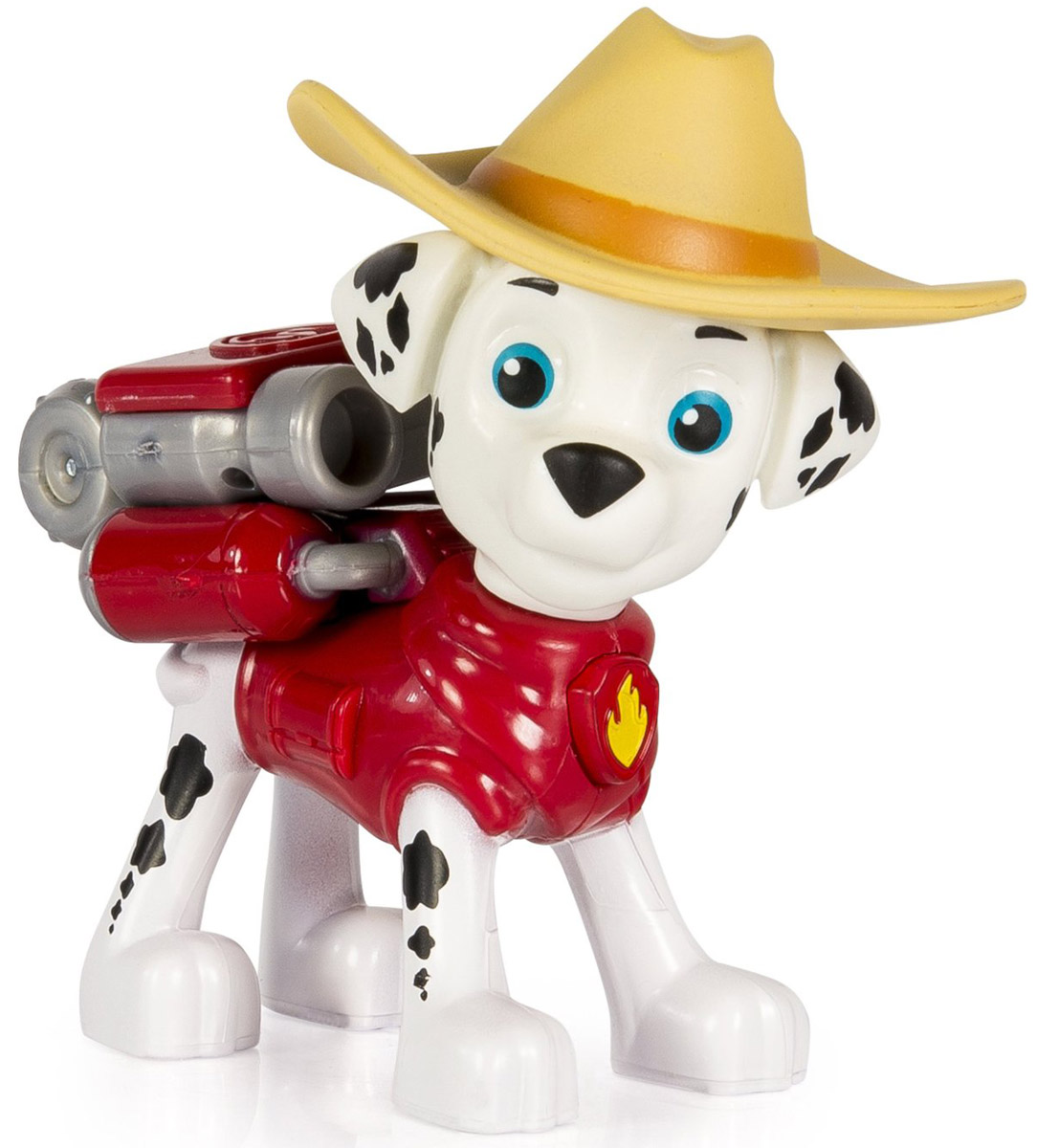 Paw Patrol Фигурка Cowboy Marshall16655_20070719_Marshall Cowboy Paw Patrol Фигурка Cowboy Marshall16655_20070719_Marshall CowboyФигурка щенка-спасателя Paw Patrol Cowboy Marshall станет отличным подарком для любого поклонника мультфильма. У щенка на спине закреплен рюкзак-трансформер с уникальными функциями, знакомыми по мультфильму. Рюкзак активируется нажатием медальона на шее фигурки. При нажатии на кнопку, из рюкзака выскакивает пожарный водомет. Игрушка выпущена по второму сезону мультсериала, поэтому на голове щенка одета стильная шляпа. Голова фигурки вращается. Игрушка изготовлена из качественных и безопасных материалов.