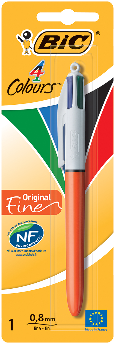 Bic Ручка шариковая Colours Fine 4 в 1 цвет корпуса оранжевыйB802078 Bic Ручка шариковая Colours Fine 4 в 1 цвет корпуса оранжевыйB802078Автоматическая шариковая ручка Bic Colours Fun - это четырехцветная ручка, позволяющая писать любым из четырех цветов: черным, синим, красным или зеленым. Удобный автоматический механизм, утолщенный корпус.
