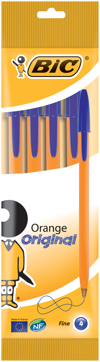 Bic Набор шариковых ручек Orange цвет чернил синий 4 штB8308521 Bic Набор шариковых ручек Orange цвет чернил синий 4 штB8308521Набор шариковых ручек Bic Orange станет незаменимым атрибутом в учебе любого школьника и на работе. В наборе 4 шариковые ручки с колпачками, цвет чернил - синий. Ручка Orange, пожалуй, самая востребованная ручка в мире. Тонкая линия письма, яркий корпус и пишущий узел с уменьшенным шариком обеспечивают неповторимый комфорт письма.